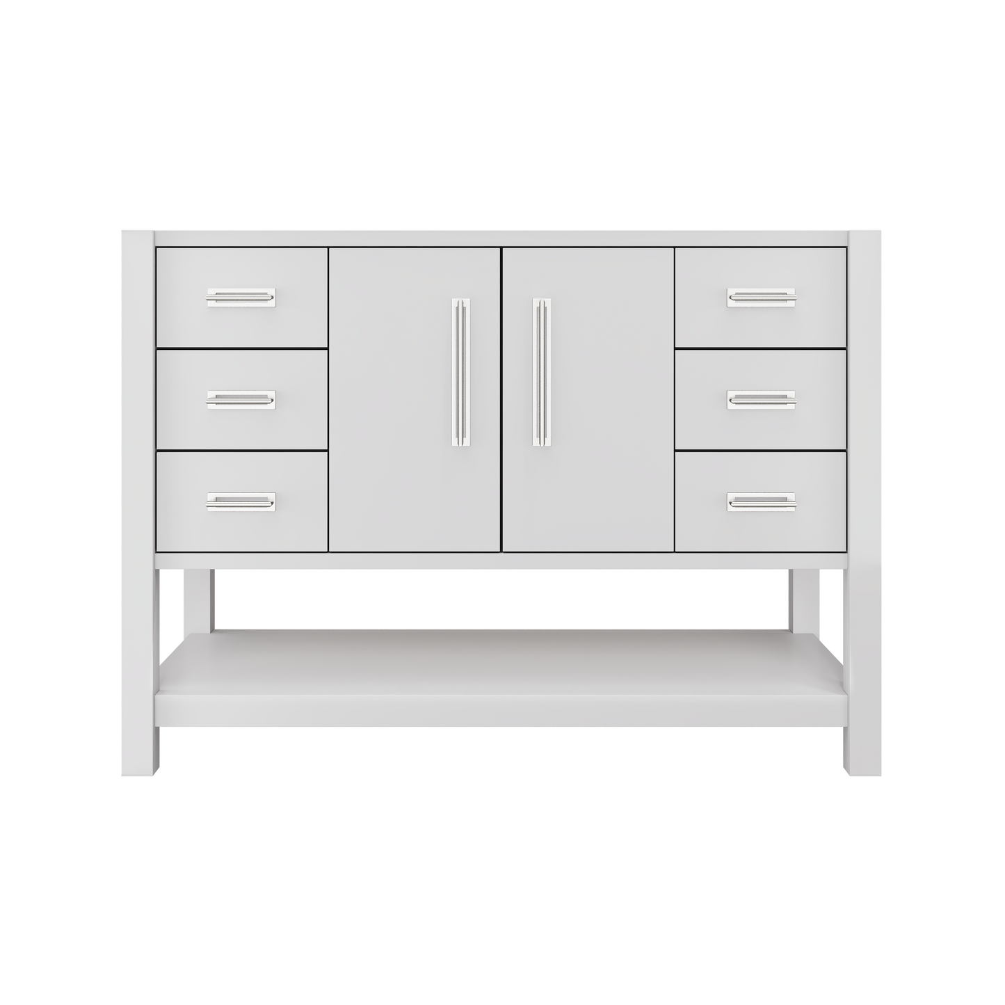Kiawah Single Extra-Wide Bath Vanity 48in Strong White Polished Chrome