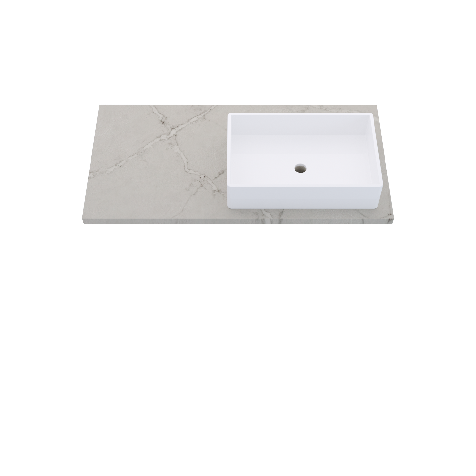 43" Vanderloc Silestone® Quartz Bathroom Vanity Top | Single Vigo Sink | Offset in Victorian Silver