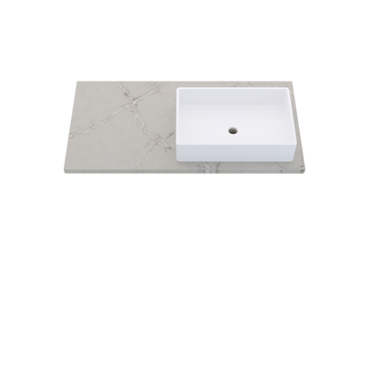 43" Vanderloc Silestone® Quartz Bathroom Vanity Top | Single Vigo Sink | Offset in Victorian Silver