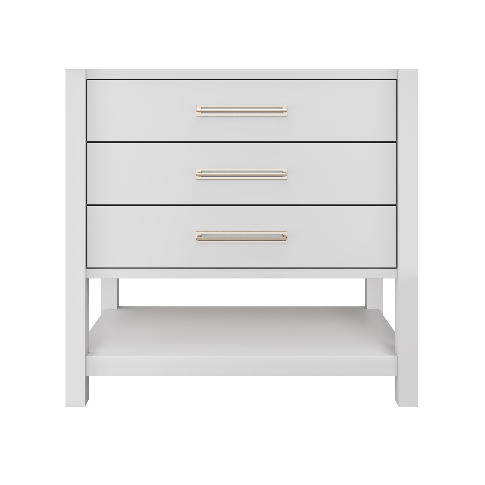 Kiawah 3-Drawer Single Bath Vanity 36in Strong White Satin Nickel
