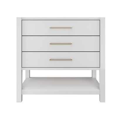 Kiawah 3-Drawer Single Bath Vanity 36in Strong White Satin Nickel