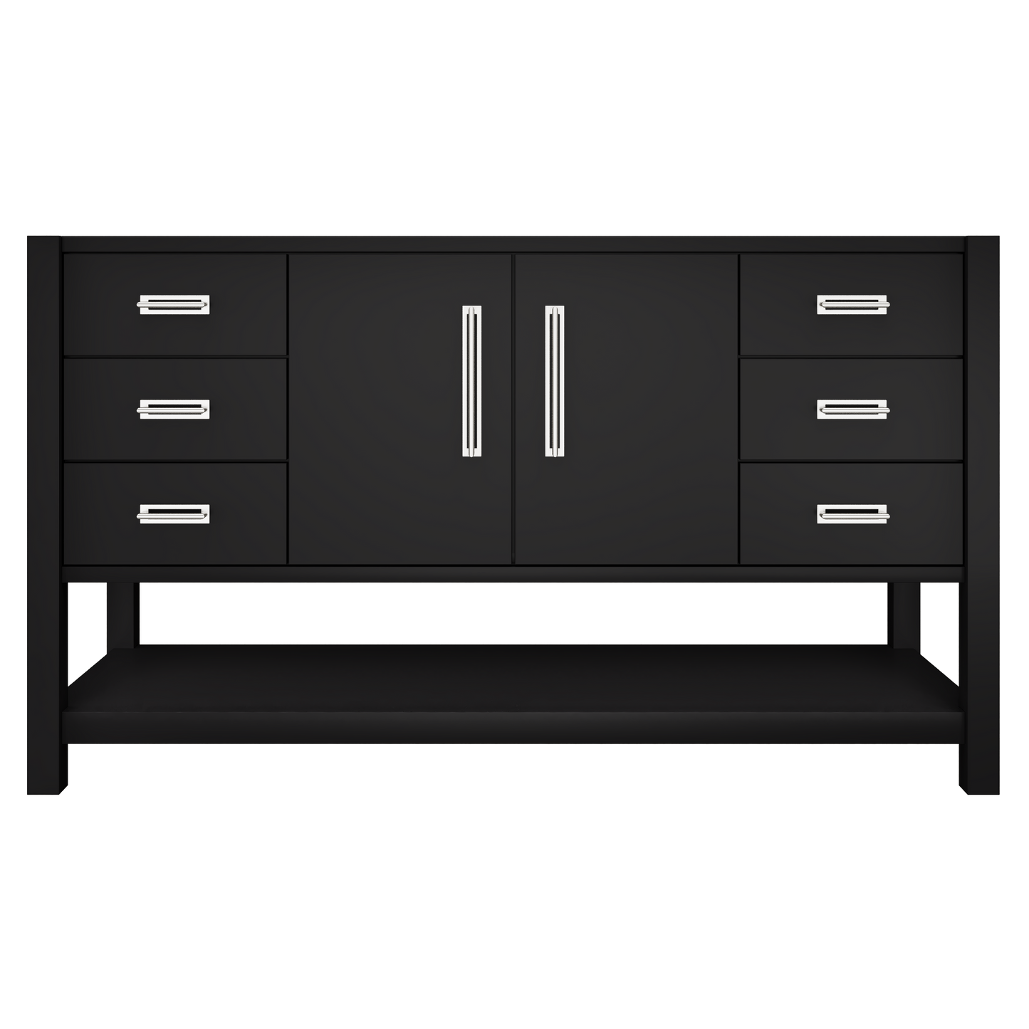 Kiawah Single Extra-Wide Bath Vanity 60in Noir Polished Chrome