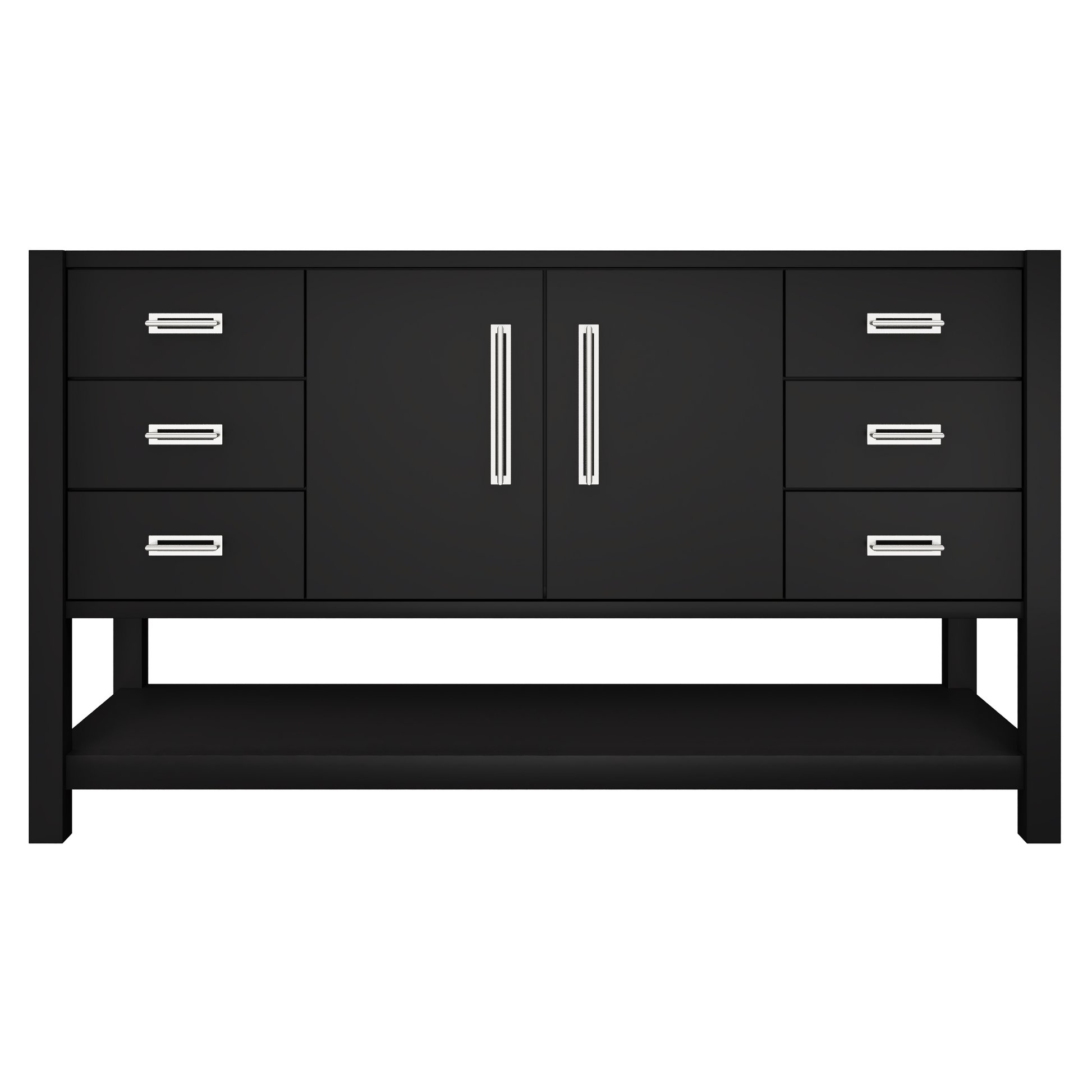 Kiawah Single Extra-Wide Bath Vanity 60in Noir Polished Chrome