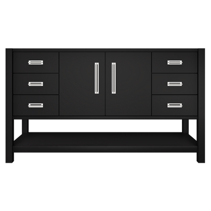 Kiawah Single Extra-Wide Bath Vanity 60in Noir Polished Chrome