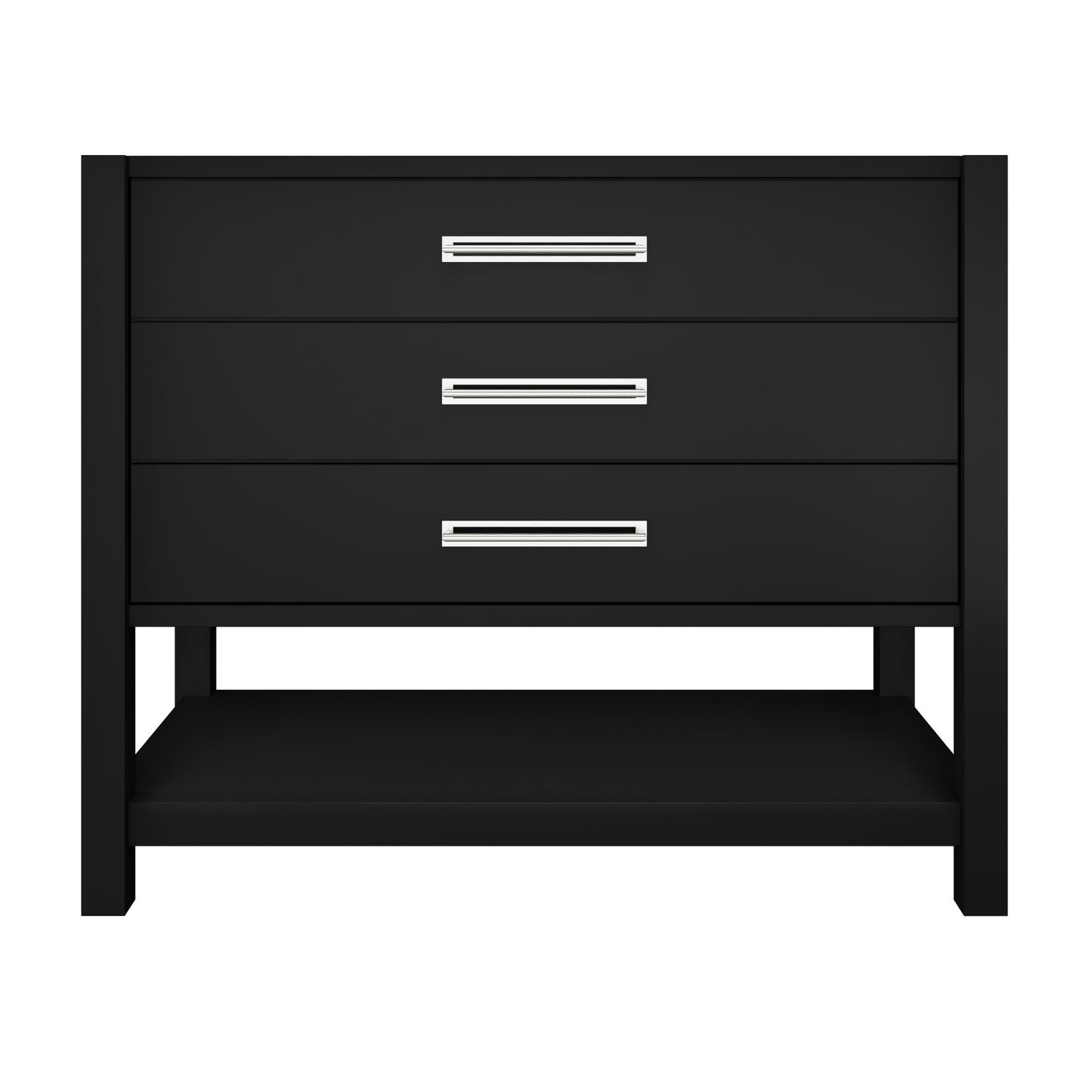 Kiawah 3-Drawer Single Bath Vanity 42in Noir Polished Chrome