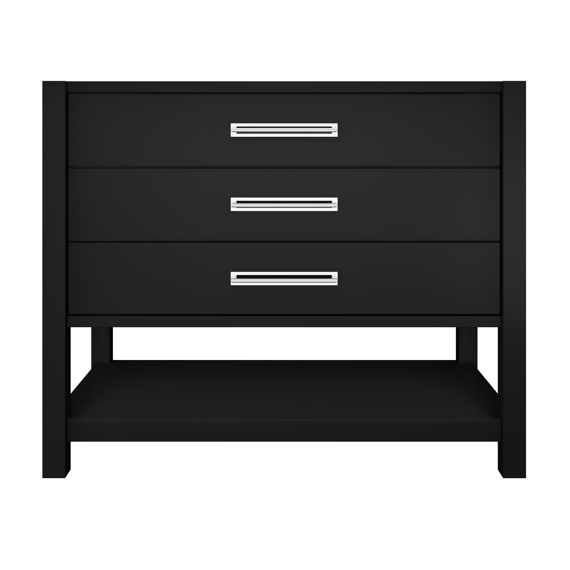 Kiawah 3-Drawer Single Bath Vanity 42in Noir Polished Chrome