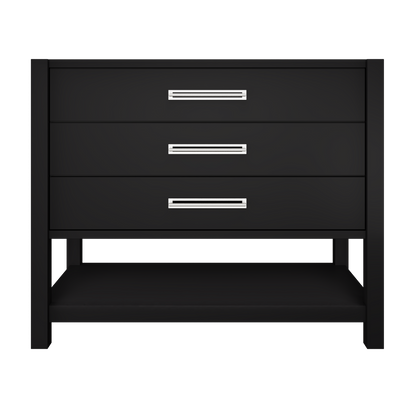 Kiawah 3-Drawer Single Bath Vanity 42in Noir Polished Chrome