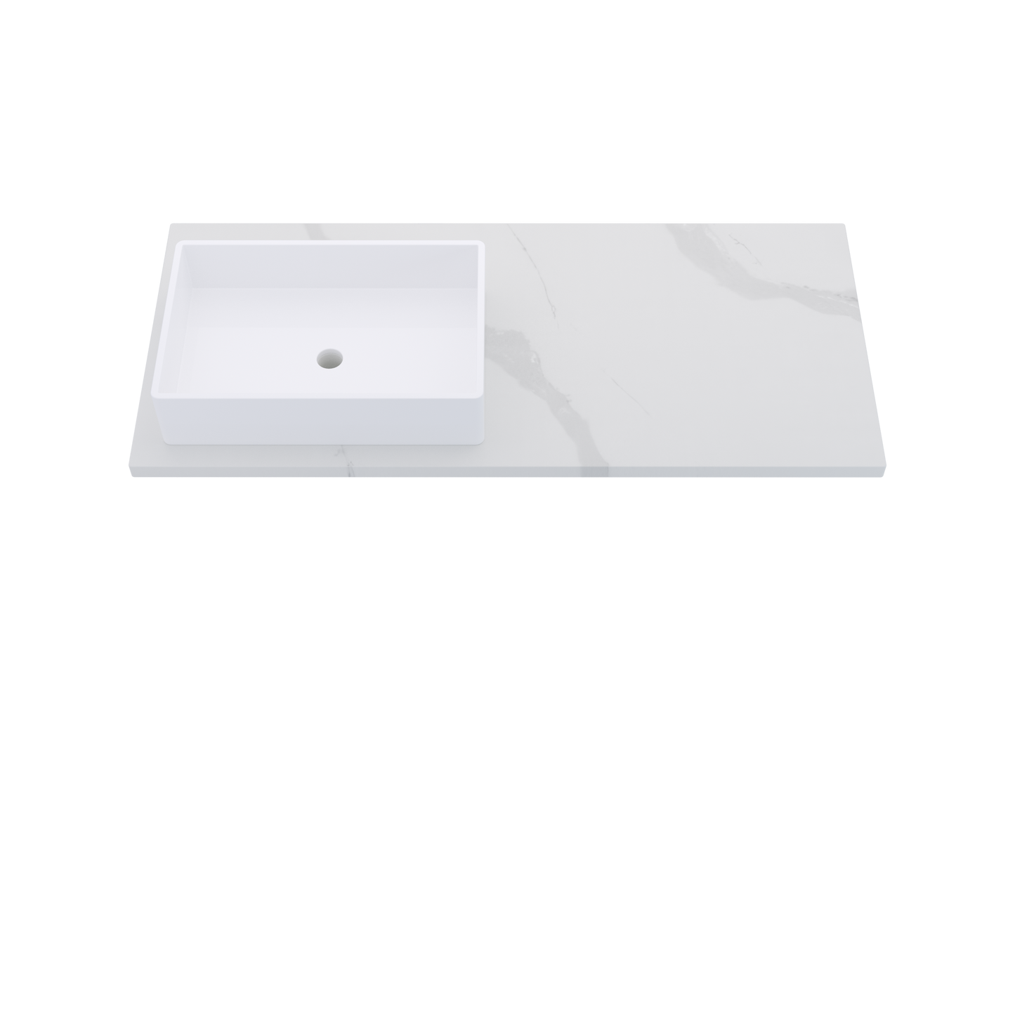 49" Vanderloc Silestone® Quartz Bathroom Vanity Top | Single Rectangle Sink | Offset in Classic Calacatta