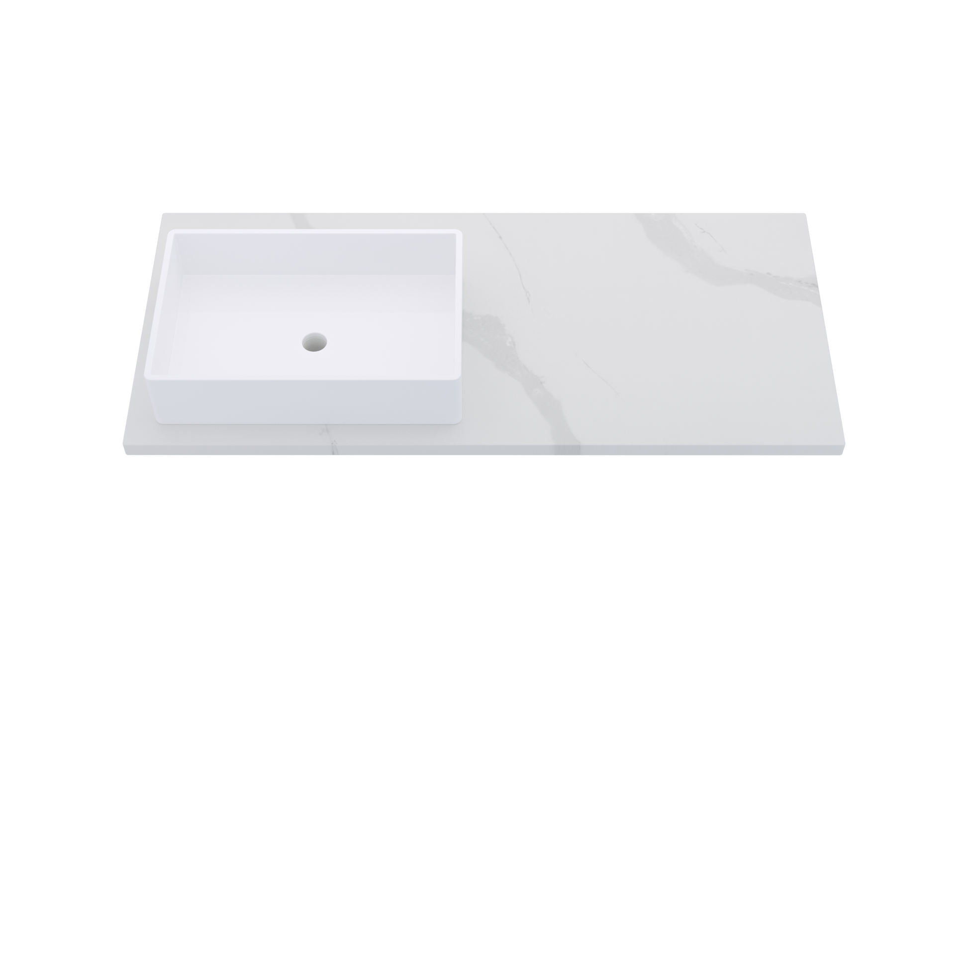 49" Vanderloc Silestone® Quartz Bathroom Vanity Top | Single Rectangle Sink | Offset in Classic Calacatta