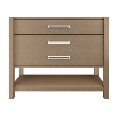 Kiawah 3-Drawer Single Bath Vanity 42in Smoked Modern Polished Chrome