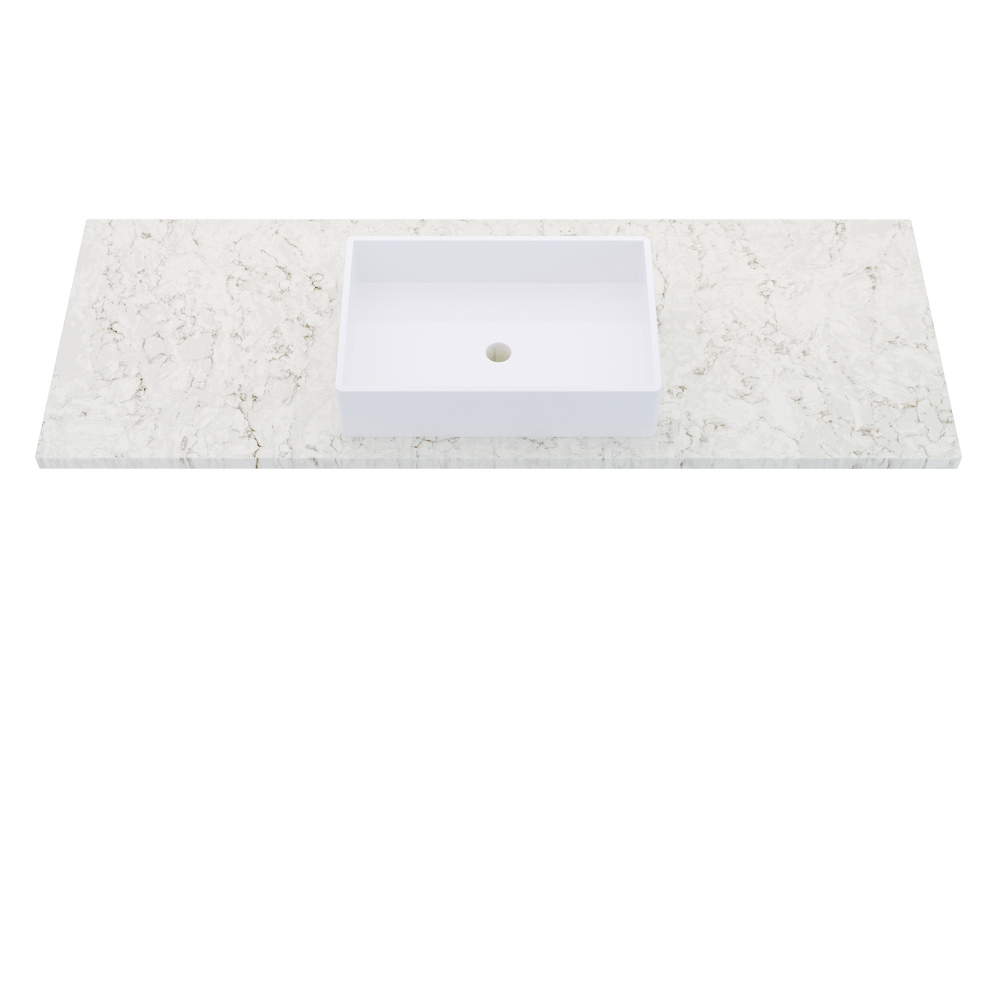 61" Vanderloc Silestone® Quartz Bathroom Vanity Top | Single Vigo Sink | Centered in Lusso