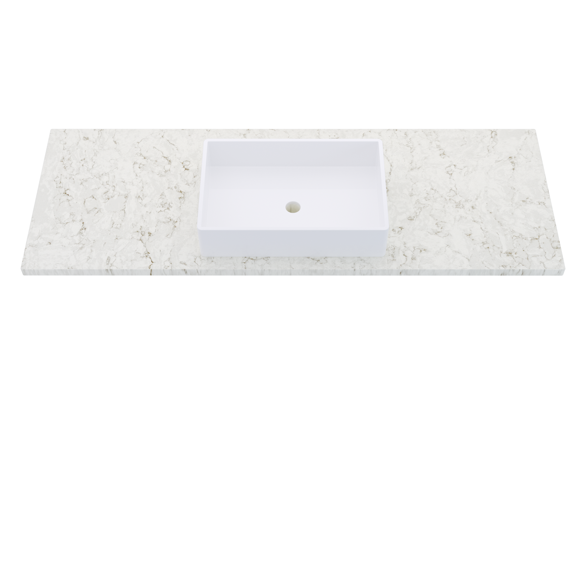 61" Vanderloc Silestone® Quartz Bathroom Vanity Top | Single Vigo Sink | Centered in Lusso