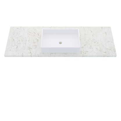 61" Vanderloc Silestone® Quartz Bathroom Vanity Top | Single Vigo Sink | Centered in Lusso