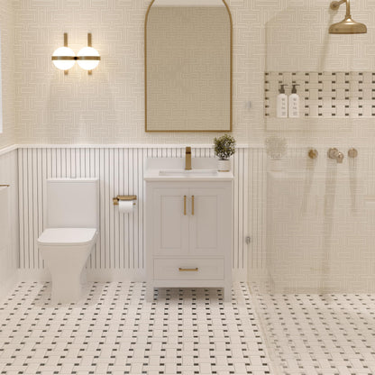 Ayna Decors Rooh 24 Inch White Bath Vanity with Pure White Quartz Countertop