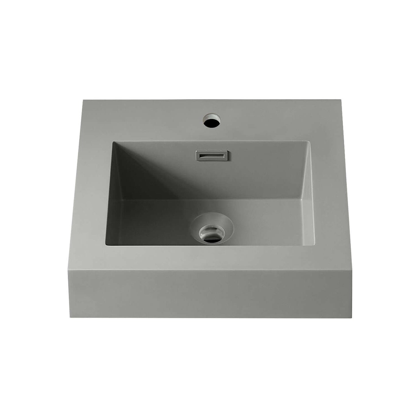 Vinnova, Ablitas 17.7 in. Square Grey Finish Composite Granite Stone Console Bathroom Vanity Sink