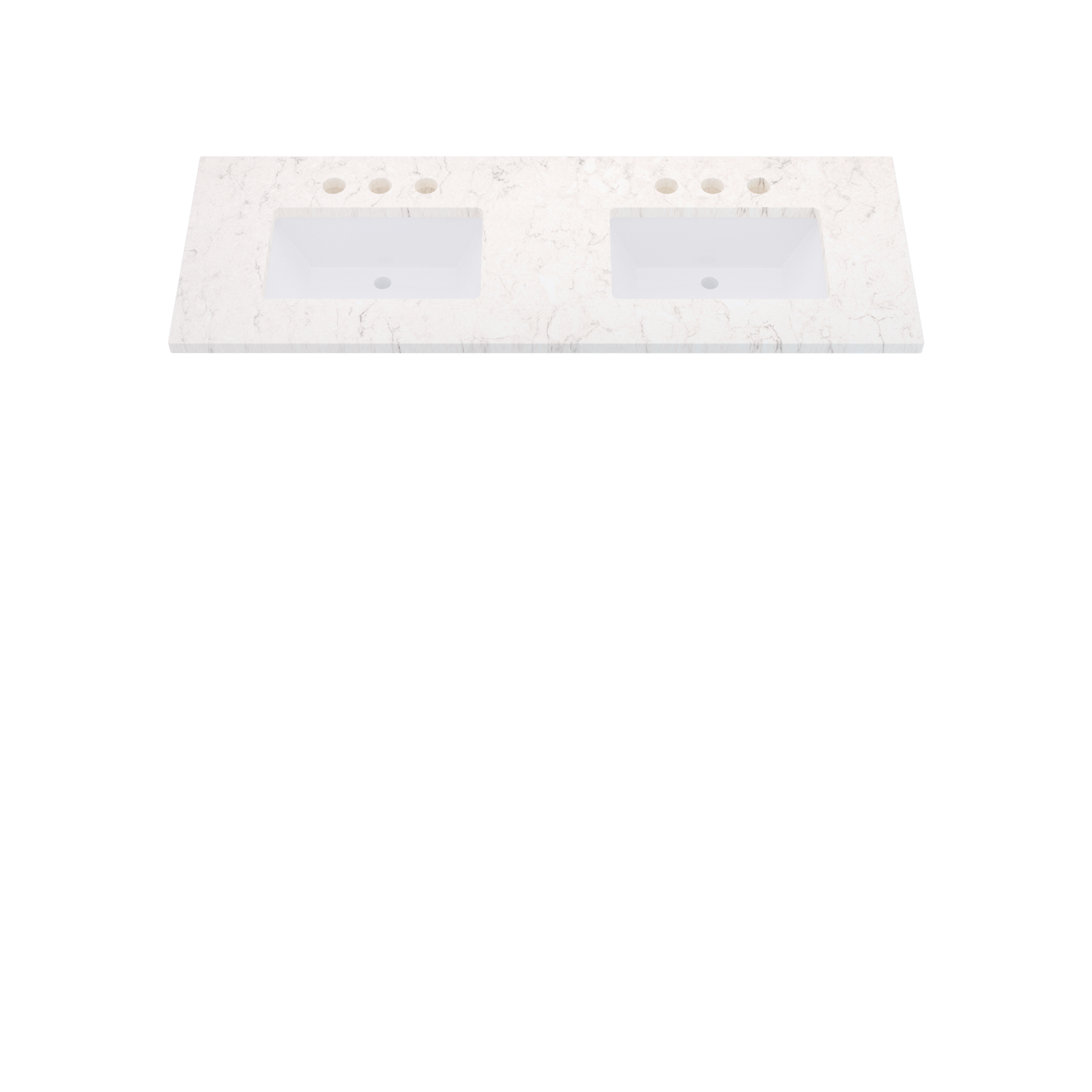 61" Vanderloc Silestone® Quartz Bathroom Vanity Top | Double Rectangle Sink | Centered in Snowy Ibiza