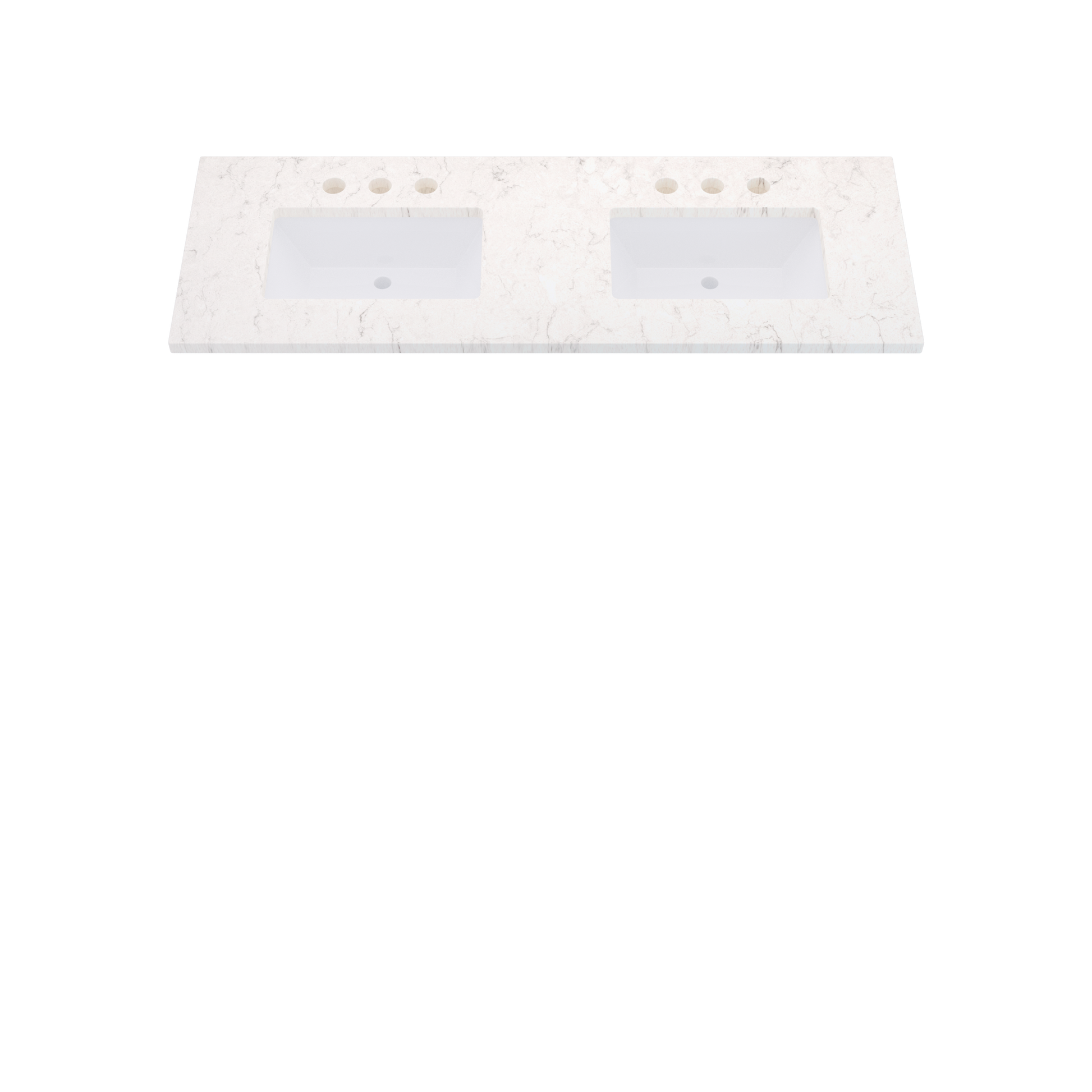 61" Vanderloc Silestone® Quartz Bathroom Vanity Top | Double Rectangle Sink | Centered in Snowy Ibiza