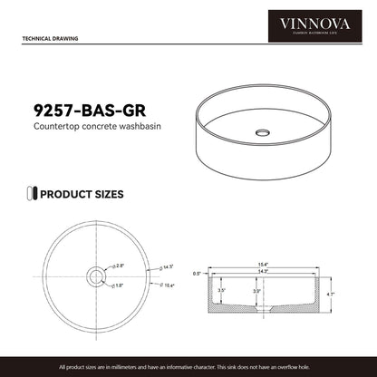 Vinnova Moguer Grey Concrete vessel bathroom vanity — view 8