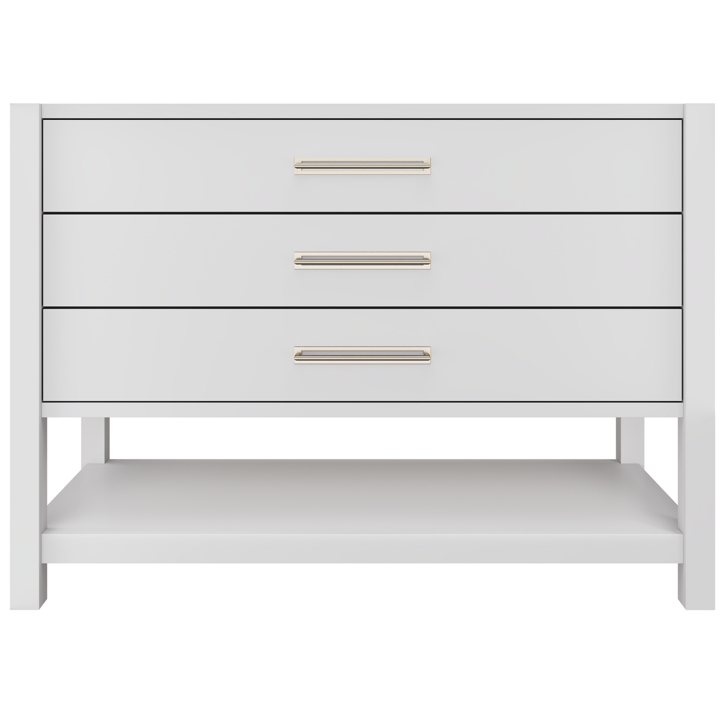 Kiawah 3-Drawer Single Bath Vanity 48in Strong White Satin Nickel