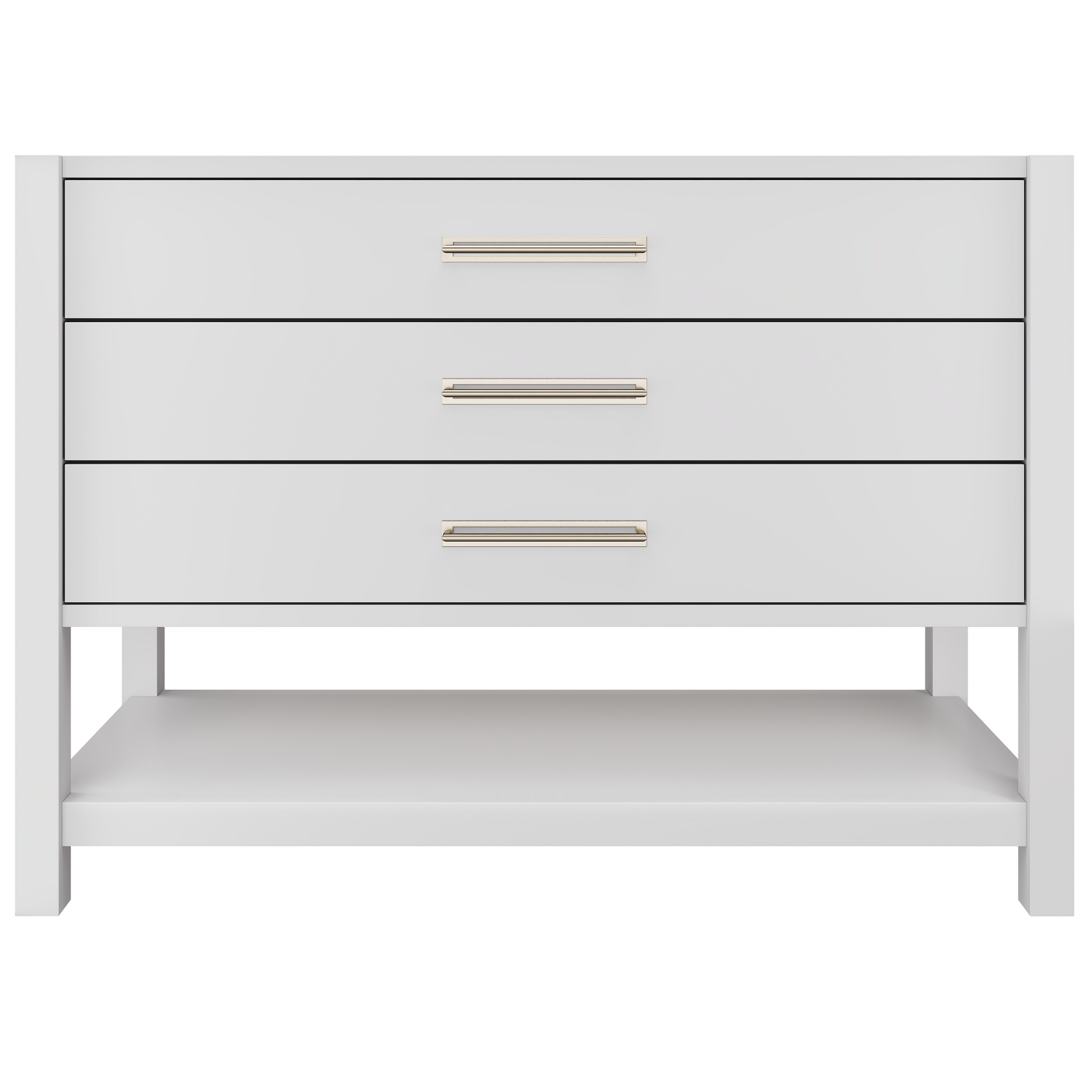 Kiawah 3-Drawer Single Bath Vanity 48in Strong White Satin Nickel