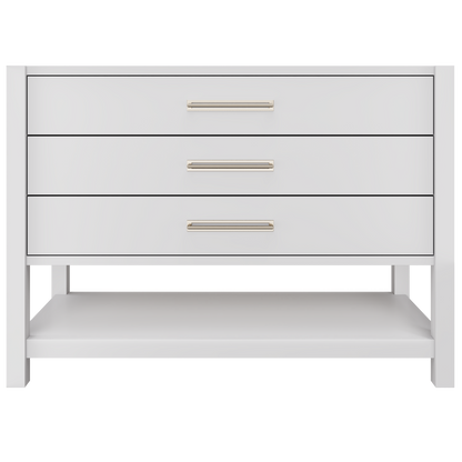 Kiawah 3-Drawer Single Bath Vanity 48in Strong White Satin Nickel
