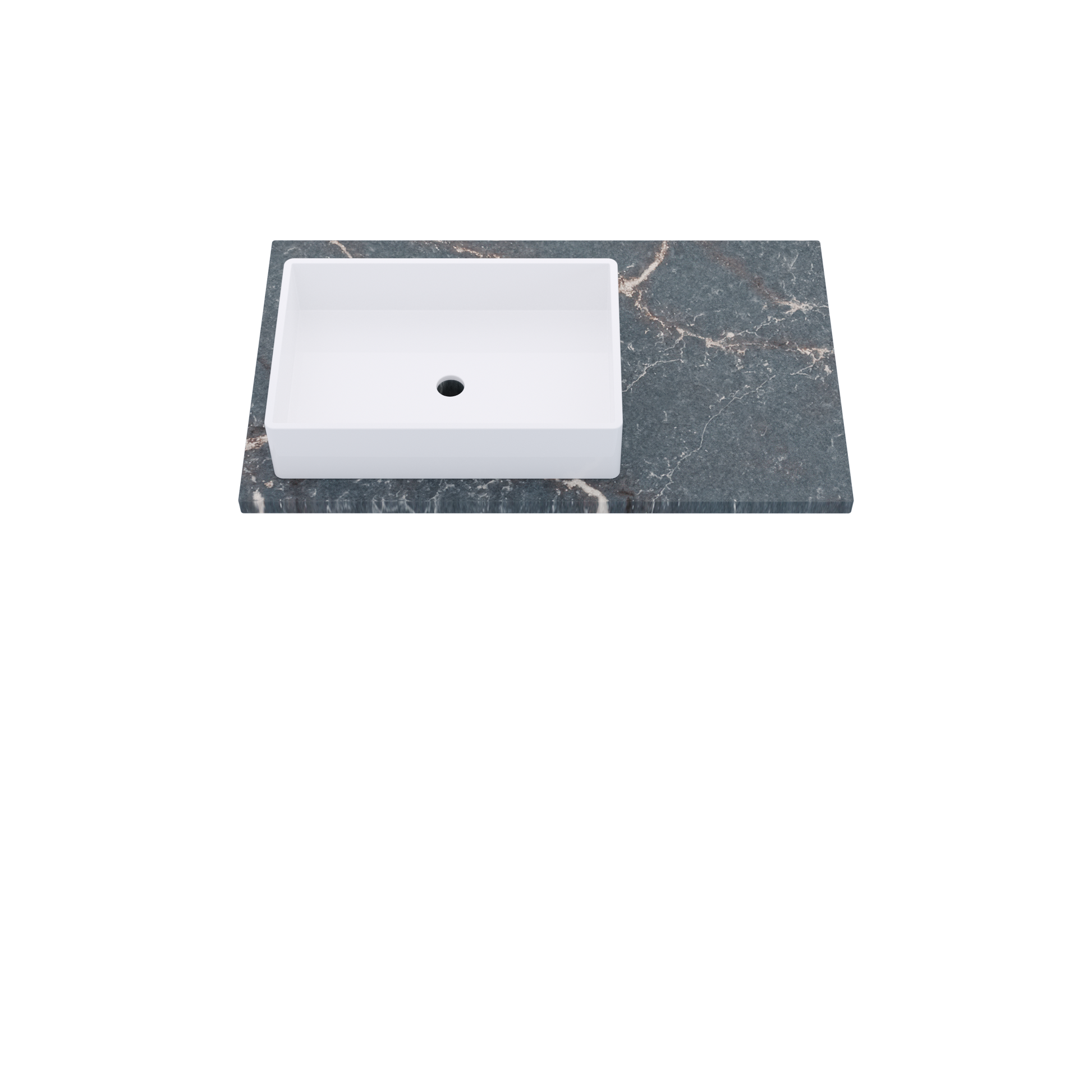 37" Vanderloc Silestone® Quartz Bathroom Vanity Top | Single Rectangle Sink | Offset in Parisien Bleu
