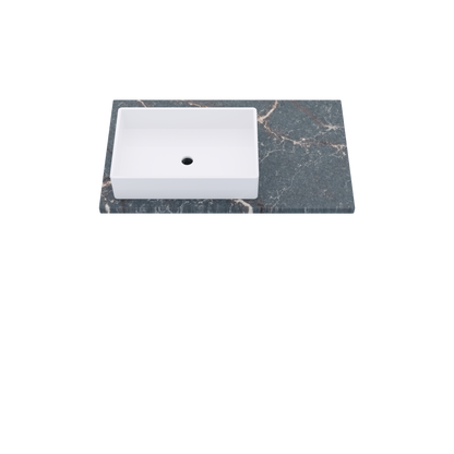37" Vanderloc Silestone® Quartz Bathroom Vanity Top | Single Rectangle Sink | Offset in Parisien Bleu