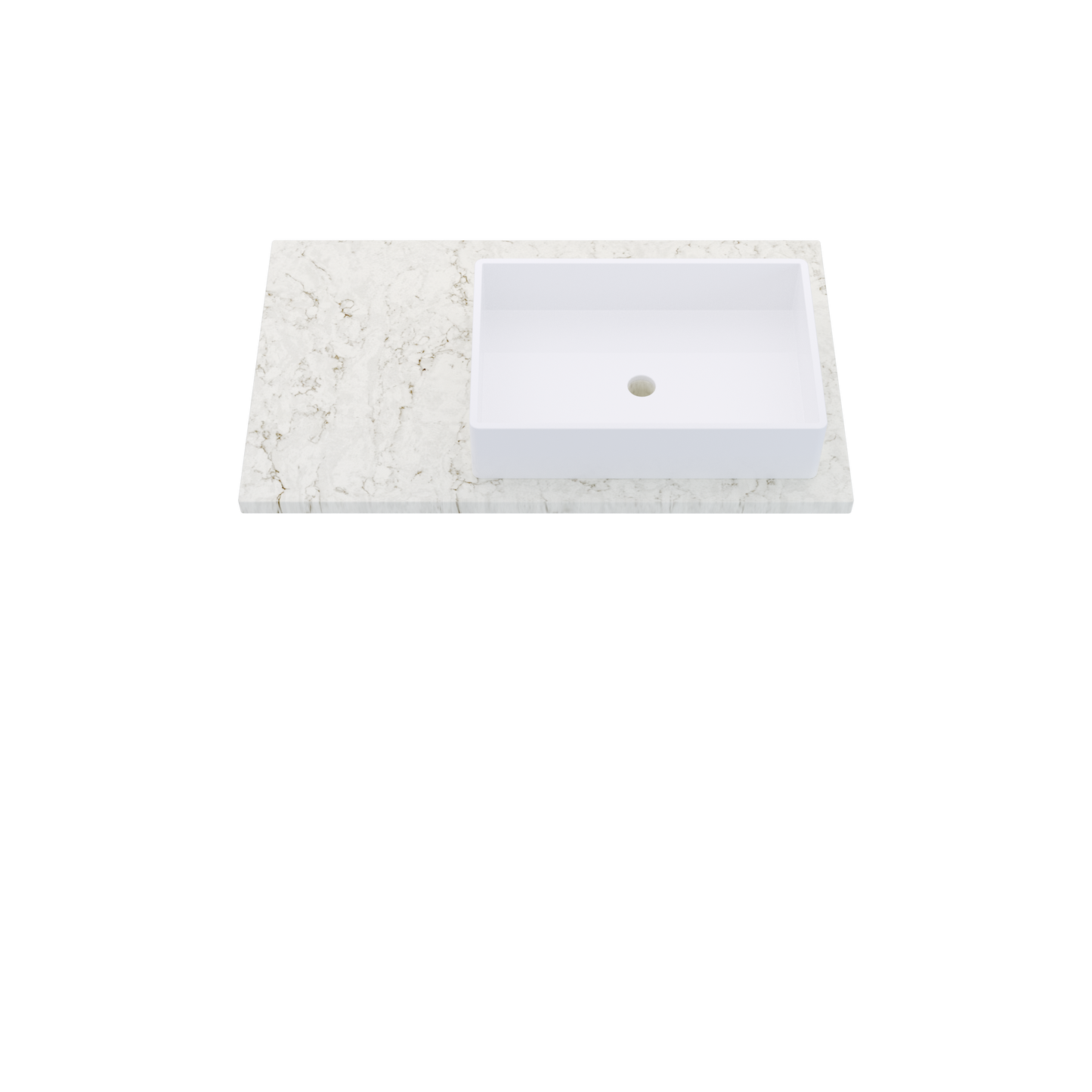 37" Vanderloc Silestone® Quartz Bathroom Vanity Top | Single Vigo Sink | Offset in Lusso