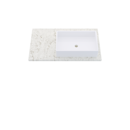 37" Vanderloc Silestone® Quartz Bathroom Vanity Top | Single Vigo Sink | Offset in Lusso