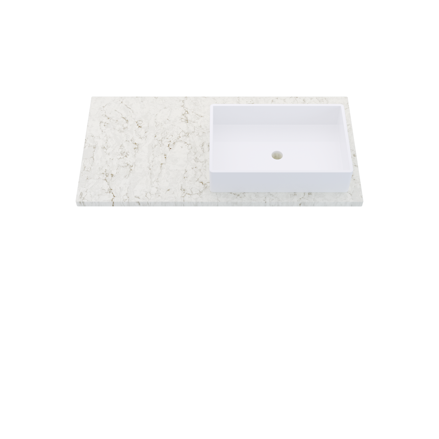 43" Vanderloc Silestone® Quartz Bathroom Vanity Top | Single Vigo Sink | Offset in Lusso