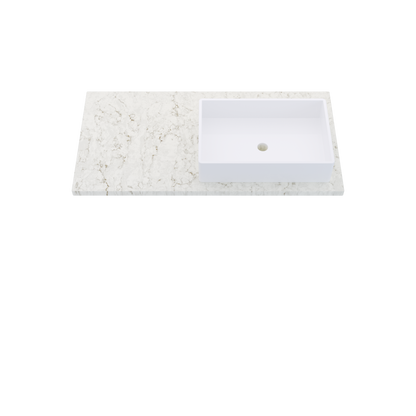 43" Vanderloc Silestone® Quartz Bathroom Vanity Top | Single Vigo Sink | Offset in Lusso
