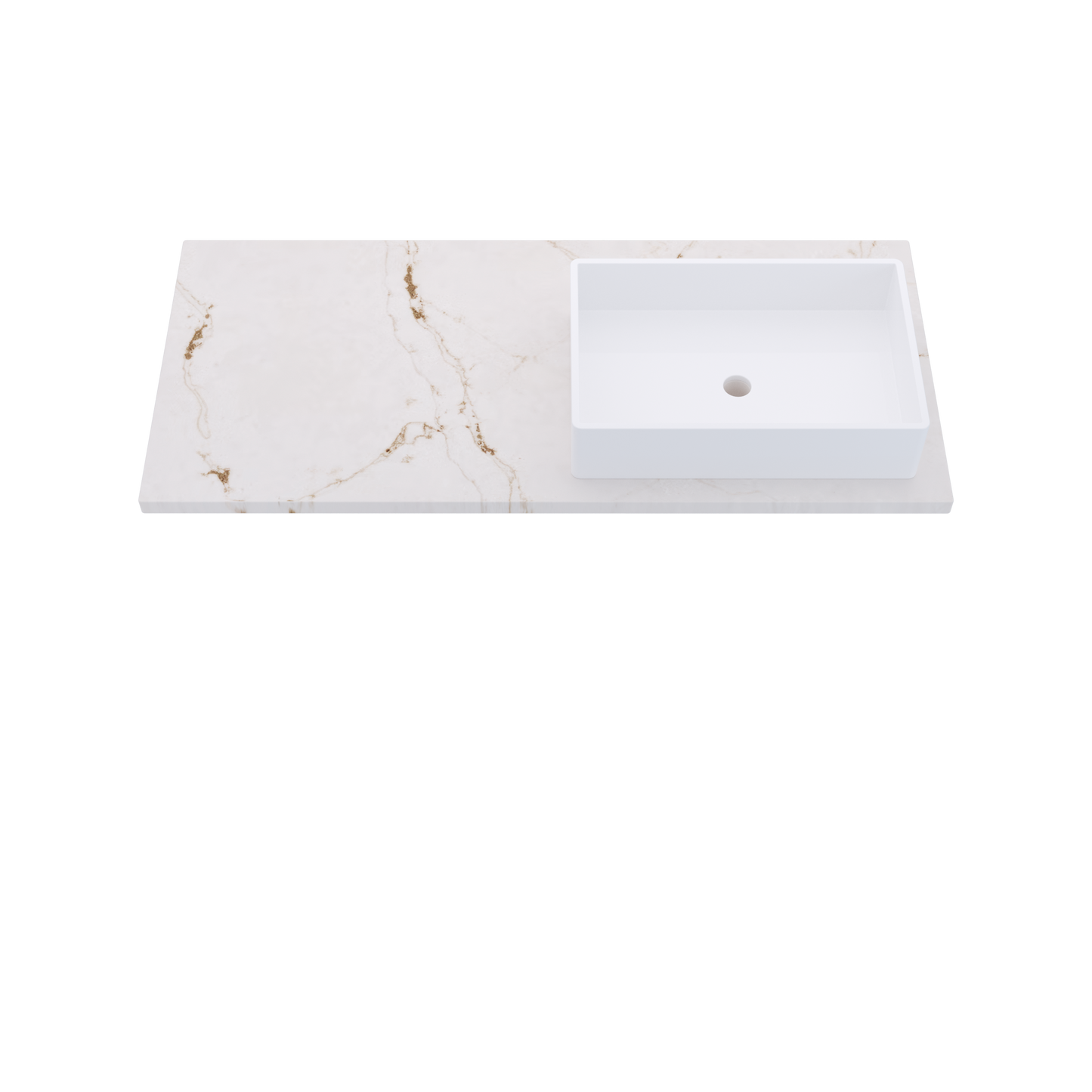 49" Vanderloc Silestone® Quartz Bathroom Vanity Top | Single Vigo Sink | Offset in Versailles Ivory