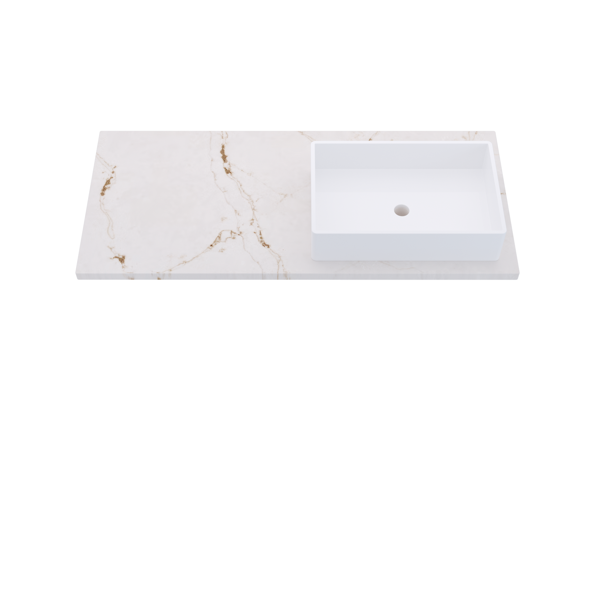 49" Vanderloc Silestone® Quartz Bathroom Vanity Top | Single Vigo Sink | Offset in Versailles Ivory