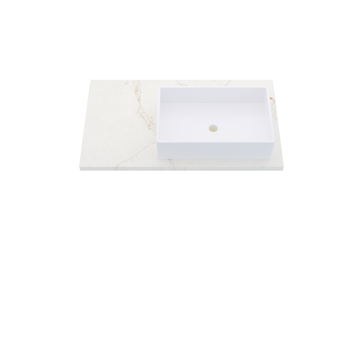 37" Vanderloc Silestone® Quartz Bathroom Vanity Top | Single Vigo Sink | Offset in Blanc Elysee