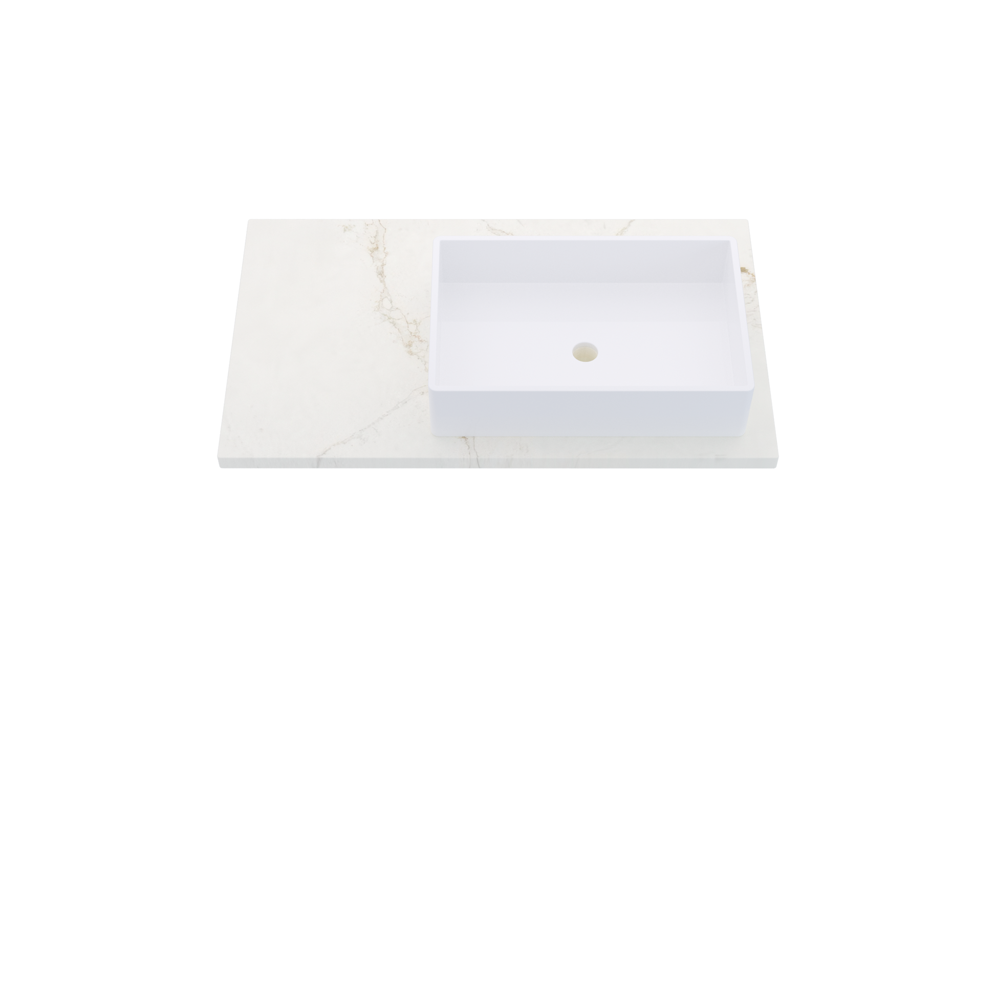 37" Vanderloc Silestone® Quartz Bathroom Vanity Top | Single Vigo Sink | Offset in Blanc Elysee