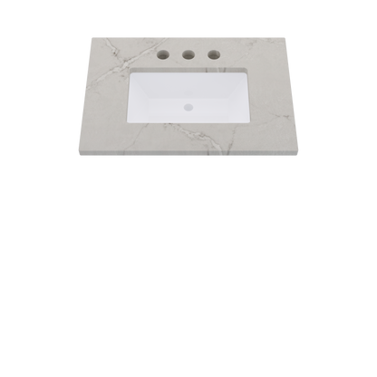31" Vanderloc Silestone® Quartz Bathroom Vanity Top | Single Rectangle Sink | Centered in Victorian Silver