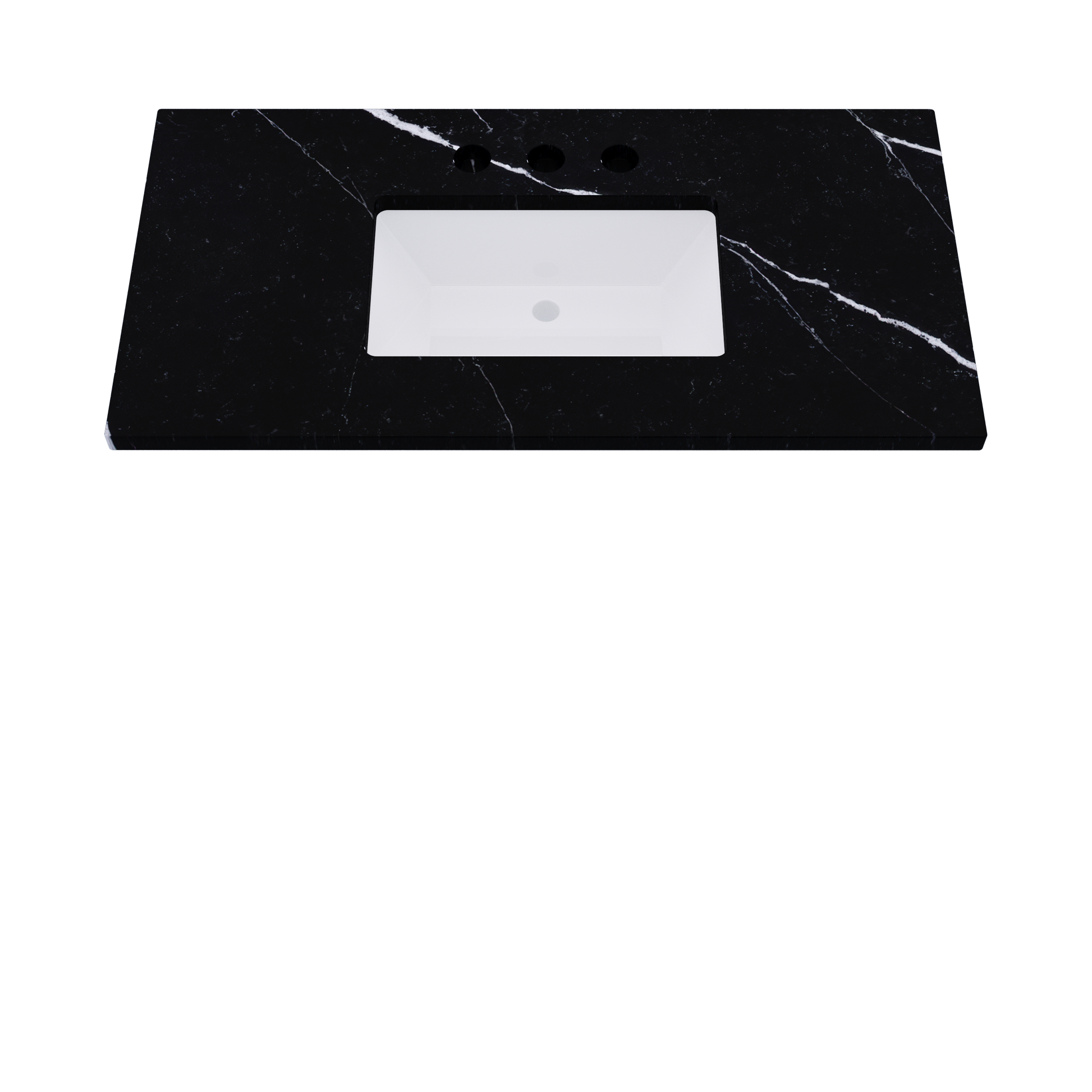 43" Vanderloc Silestone® Quartz Bathroom Vanity Top | Single Rectangle Sink | Centered in Eternal Marquina