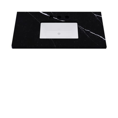 43" Vanderloc Silestone® Quartz Bathroom Vanity Top | Single Rectangle Sink | Centered in Eternal Marquina