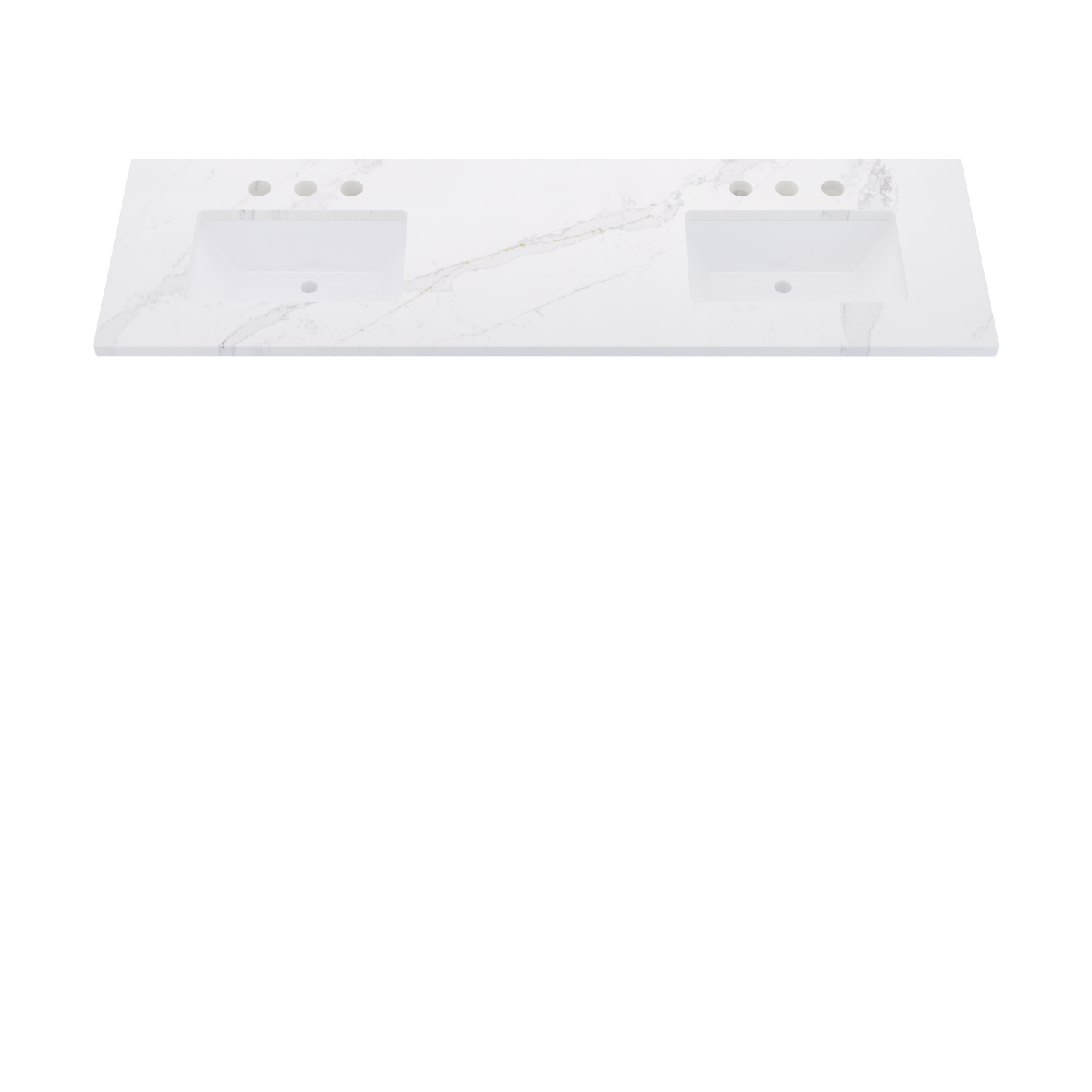 73" Vanderloc Silestone® Quartz Bathroom Vanity Top | Double Rectangle Sink | Offset in Et Calacatta Gold