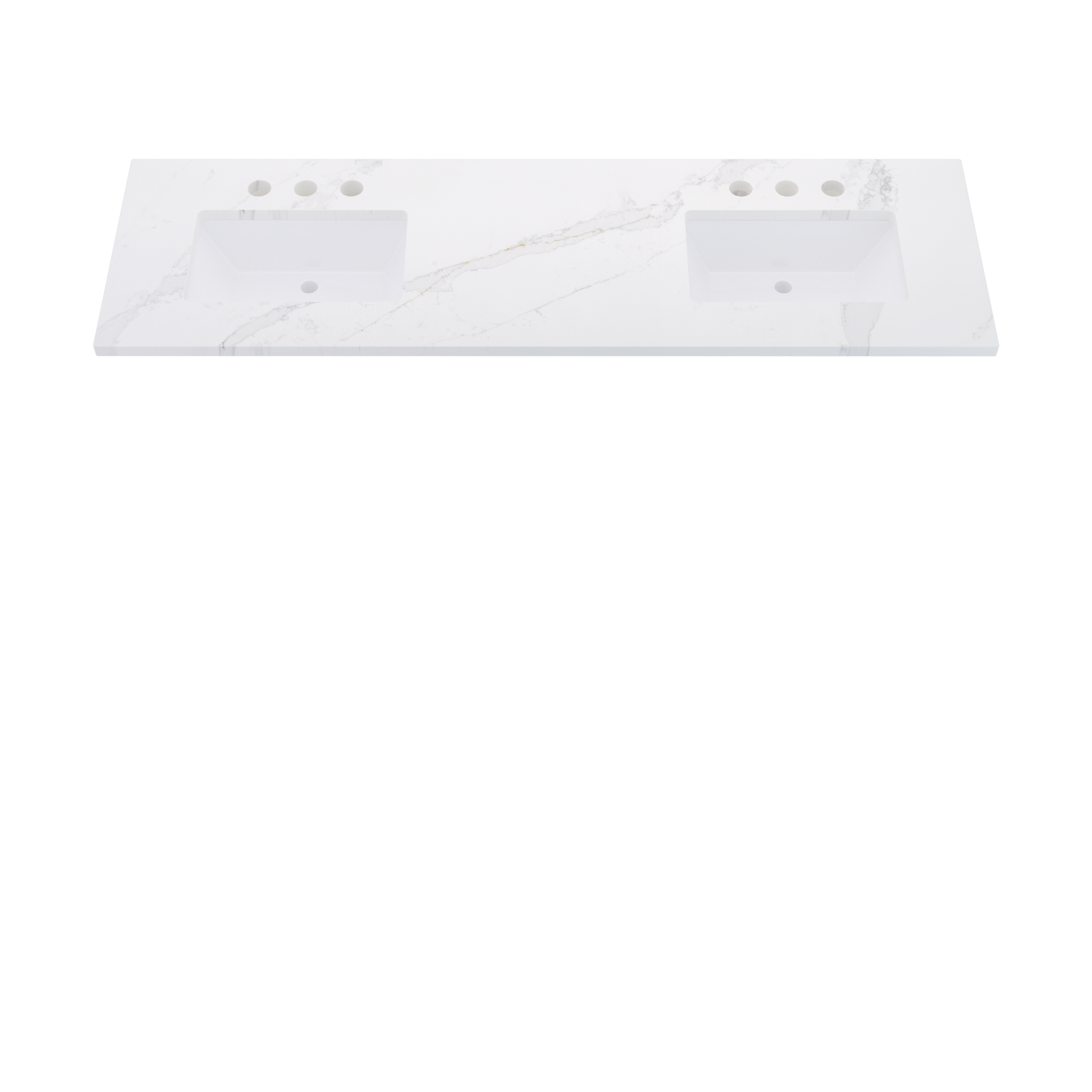 73" Vanderloc Silestone® Quartz Bathroom Vanity Top | Double Rectangle Sink | Offset in Et Calacatta Gold