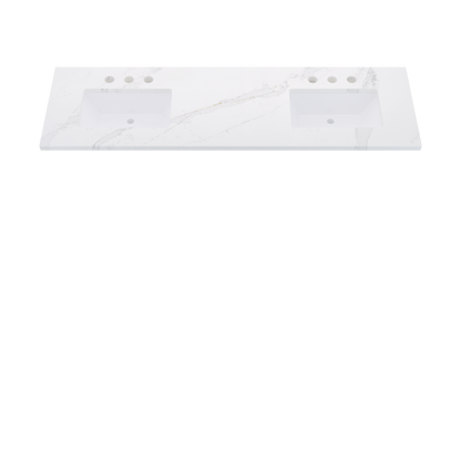73" Vanderloc Silestone® Quartz Bathroom Vanity Top | Double Rectangle Sink | Offset in Et Calacatta Gold