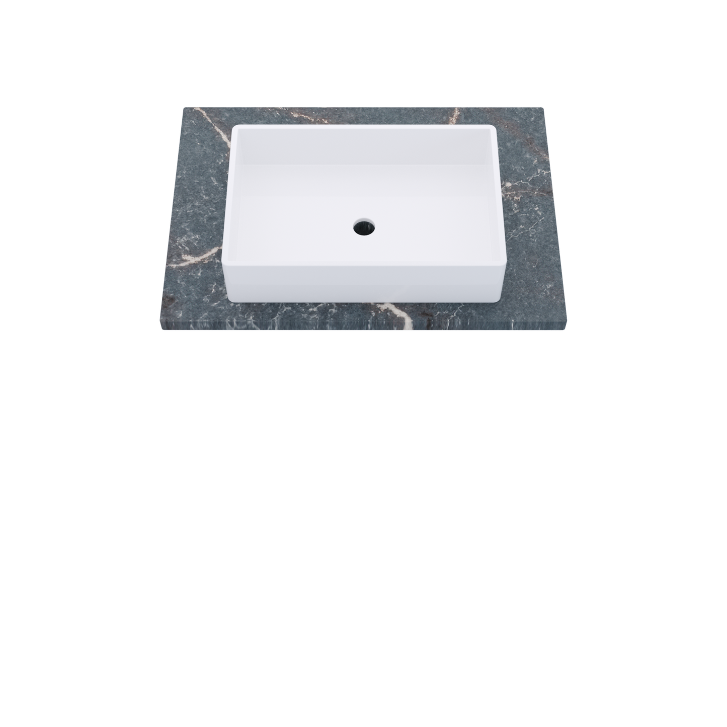 31" Vanderloc Silestone® Quartz Bathroom Vanity Top | Single Vigo Sink | Centered in Parisien Bleu