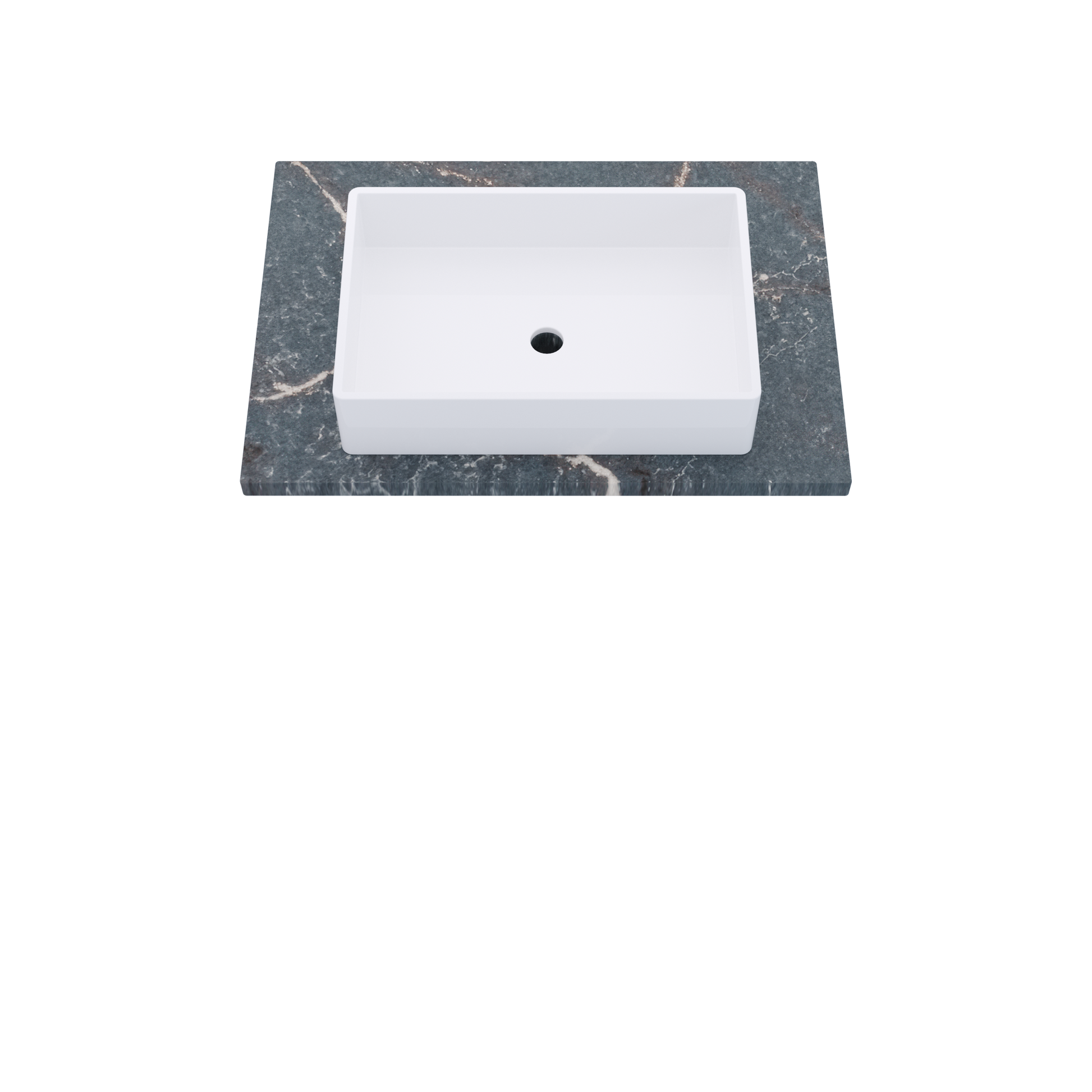 31" Vanderloc Silestone® Quartz Bathroom Vanity Top | Single Vigo Sink | Centered in Parisien Bleu