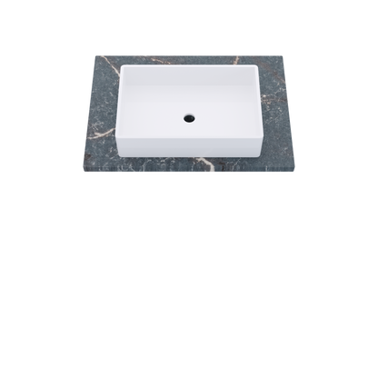 31" Vanderloc Silestone® Quartz Bathroom Vanity Top | Single Vigo Sink | Centered in Parisien Bleu