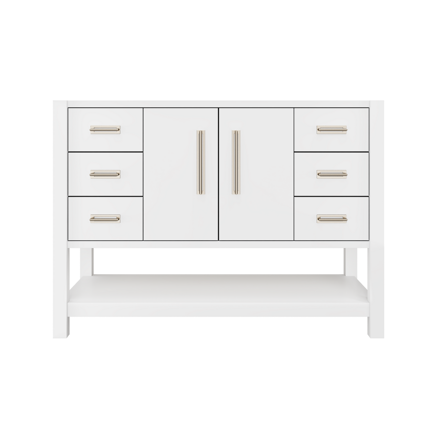 Kiawah Single Extra-Wide Bath Vanity 48in Pure White Satin Nickel
