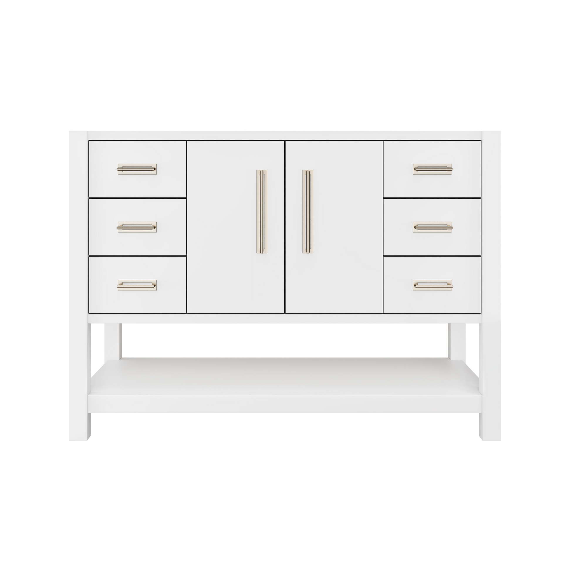 Kiawah Single Extra-Wide Bath Vanity 48in Pure White Satin Nickel