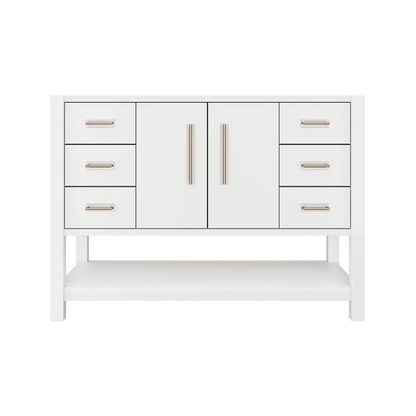 Kiawah Single Extra-Wide Bath Vanity 48in Pure White Satin Nickel