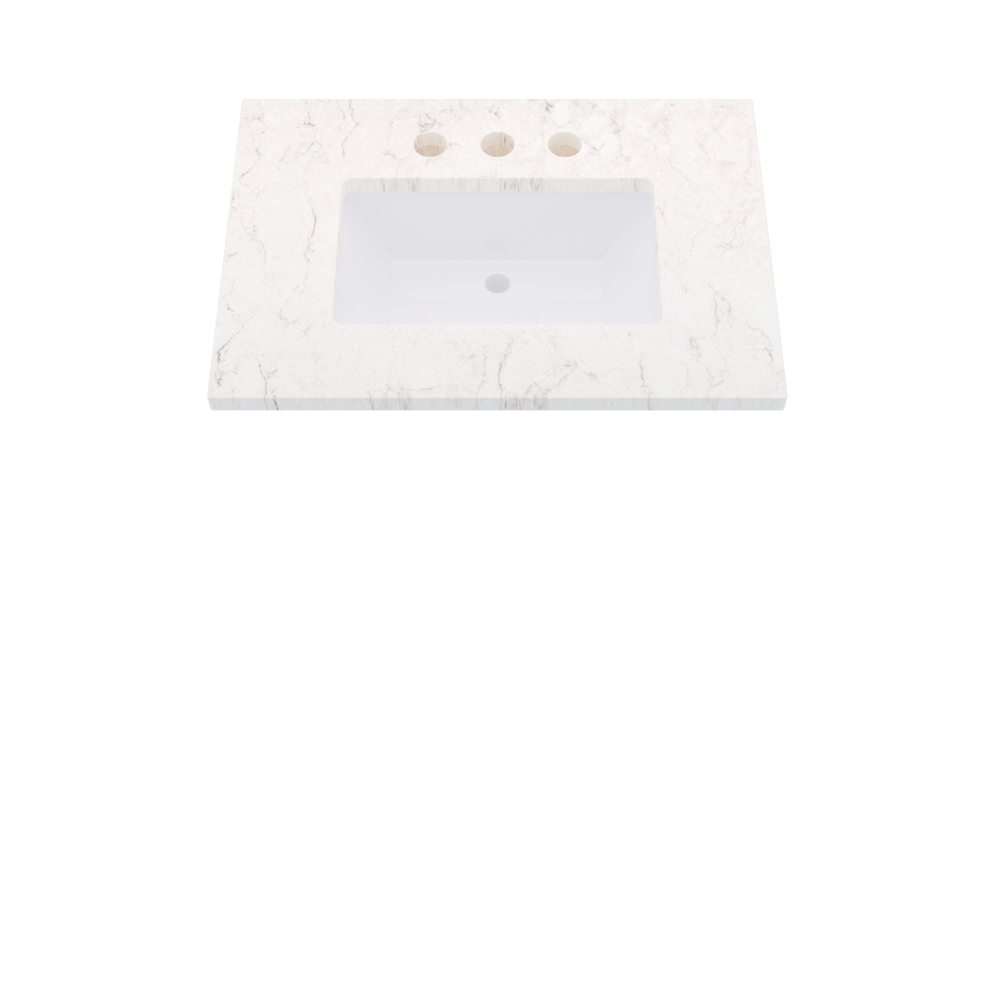 31" Vanderloc Silestone® Quartz Bathroom Vanity Top | Single Rectangle Sink | Centered in Snowy Ibiza