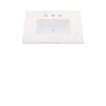 31" Vanderloc Silestone® Quartz Bathroom Vanity Top | Single Rectangle Sink | Centered in Snowy Ibiza