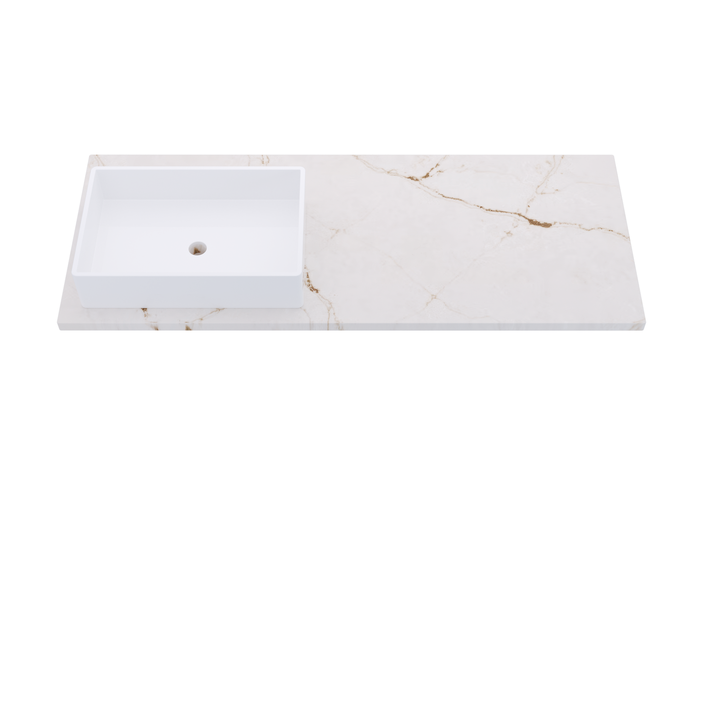 55" Vanderloc Silestone® Quartz Bathroom Vanity Top | Single Rectangle Sink | Offset in Versailles Ivory